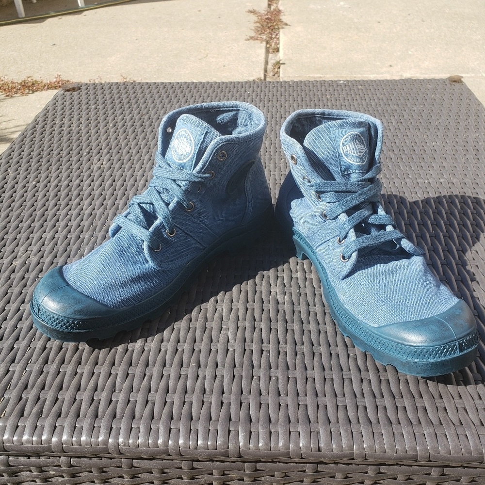 Palladium blue canvas lace ups